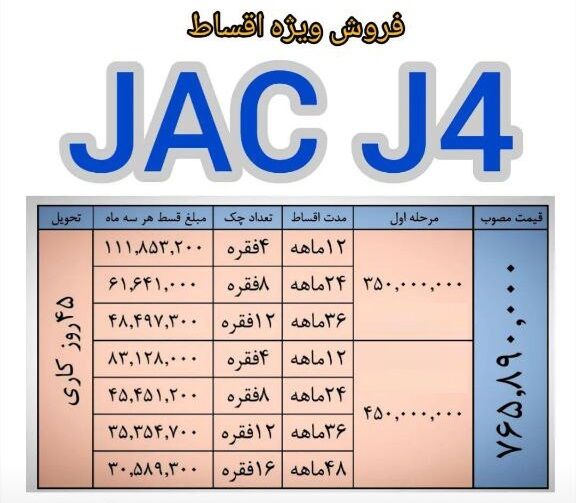 فروش ویژه اقساطی جک جی 4